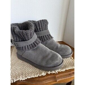 UGG Australia Cambridge Knit Suede 1006013 Sweater Boots Grey Womens Size 8